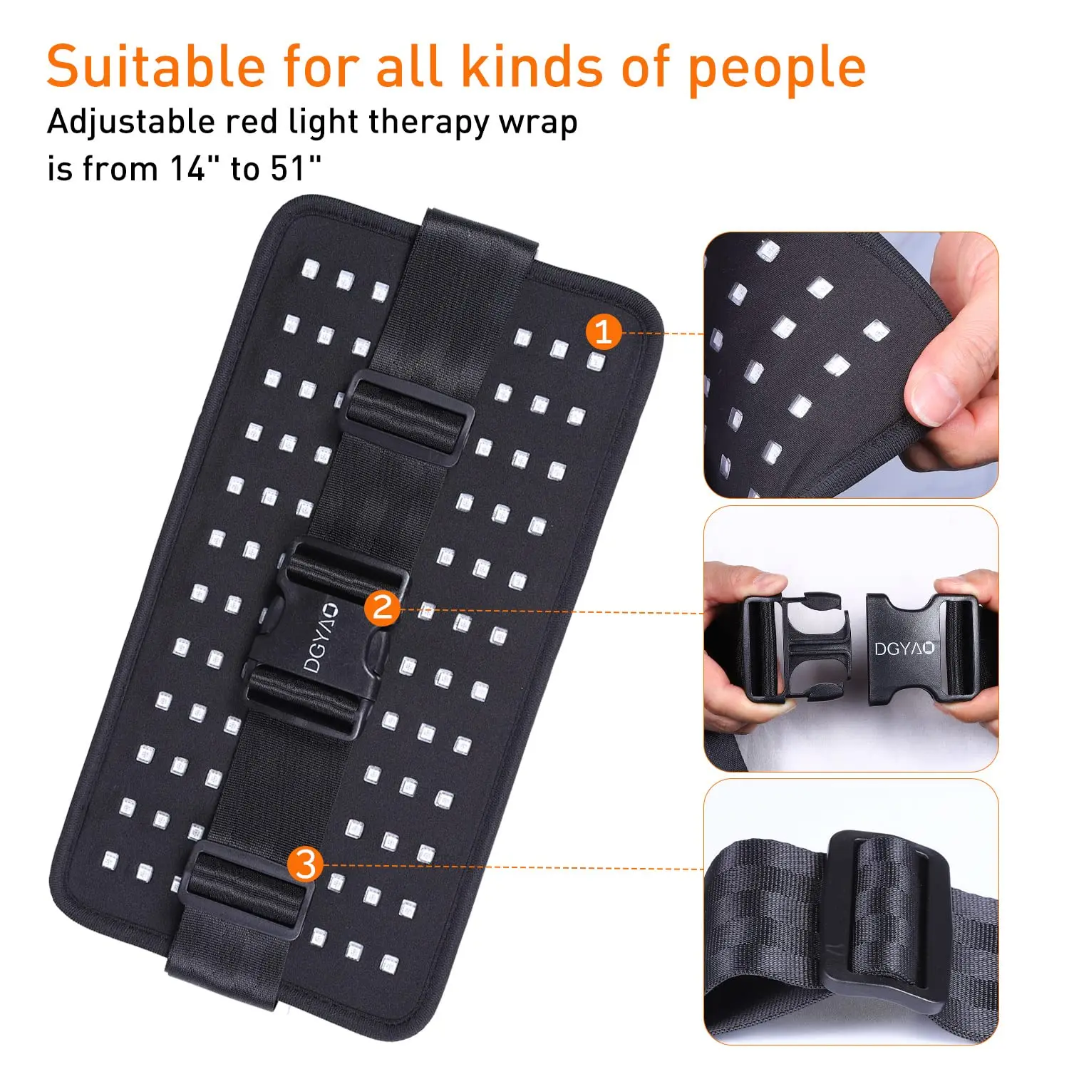 DGYAO Laser Lipo Weight Loss Pain Relief Back Waist Belt Wrap Pulse Led Infrared Red Light Therapy Belt