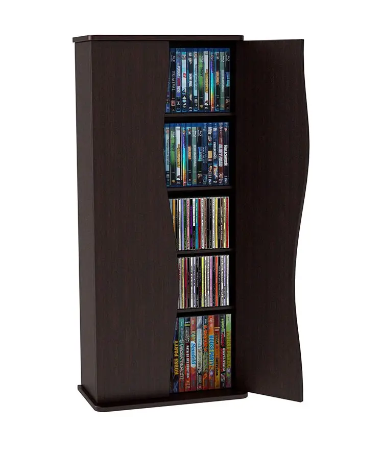 Book Storage Cabinet Stylish Multimedia Storage Cabinet Holds 198 CDs 88 DVDs or 108 Blu-Rays 4 Adjustable and 2 Fixed Shelves