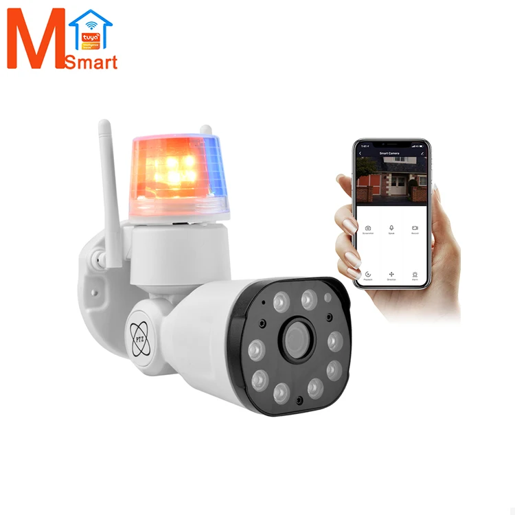 Lyailot Tuya Smart Life HD Waterproof Outdoor IP Cameras P2P WiFi Security Camera Surveillance Flash Lamp PTZ Camera