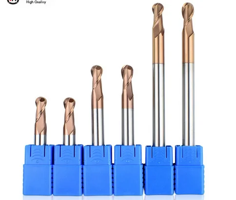 HRC58  Tungsten Steel CNC Metal Milling Cutter Carbide End Mill  2 Flute Ball Nose End Mill