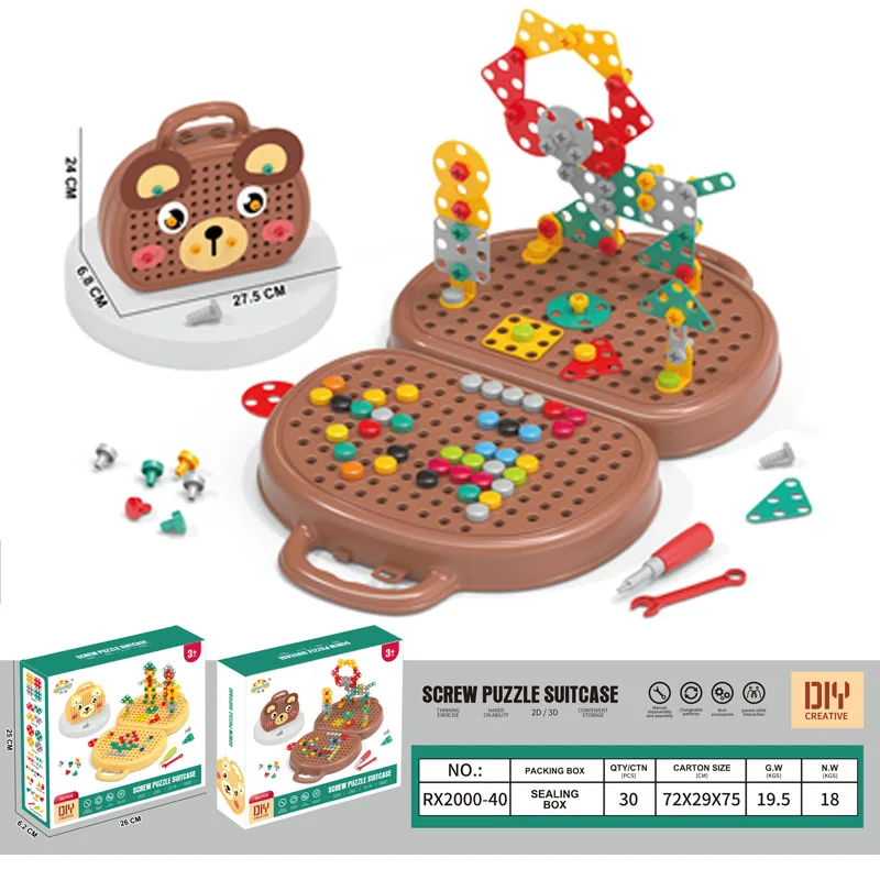 Tool Box Toy Assembly Toy Mini Diy Wooden Hot Sell Children For Kids Wood Style Garden Color Package Repair Tools Toy