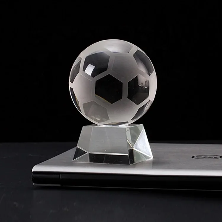 Wholesale Cheap School Sports Game Souvenirs Crystal Football Basketball Cricket Rugby Set Glass Trophy Award Custom