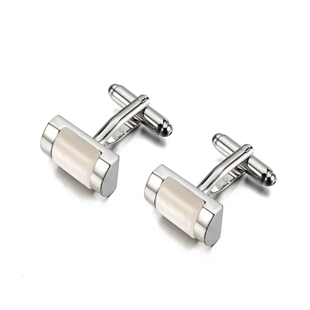 OB Mens Jewelry Retails Steel Color Cuff Links Mother Of Pearl Shell Cufflinks Jewelry For Shop