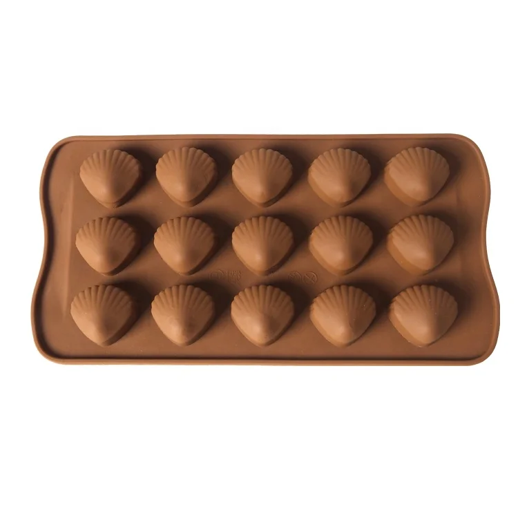 15 Cativies Sea Shell Shape Silicone Candy Chocochip Chocolate Wafer Mould Ice Cube Tray