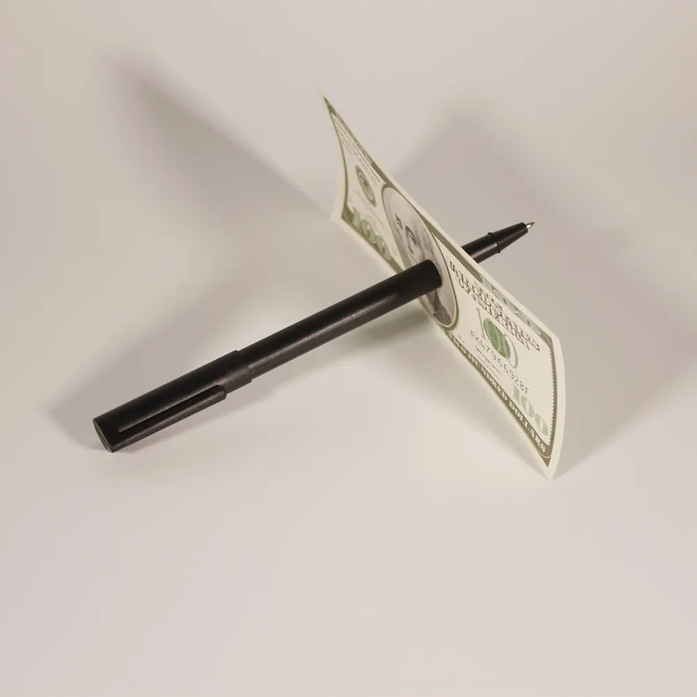 Professionals Magic Black Plastic Pen Through Dollar Bill Magic tricks for Sale