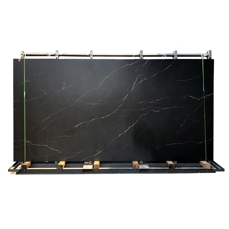Matt Black White Grey Marble Sintered Stone Slab for Kitchen Countertop Dining Table Wall Cladding