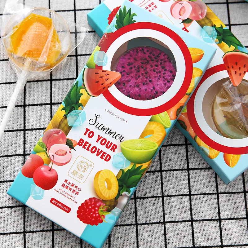 
30g New Design Fruit Flavor Handmade Fruit Sandwich Lollipop Healthy Snacks 