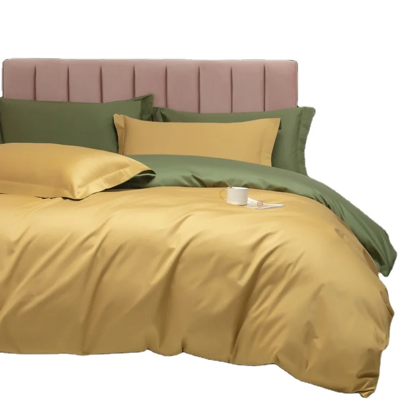 2022 luxury new pure cotton satin quilt cover bed sheet pillowcase bed set four-piece set