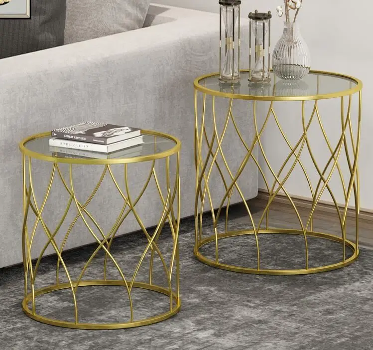 All round Light luxury smable metal corner multifunction coffee table