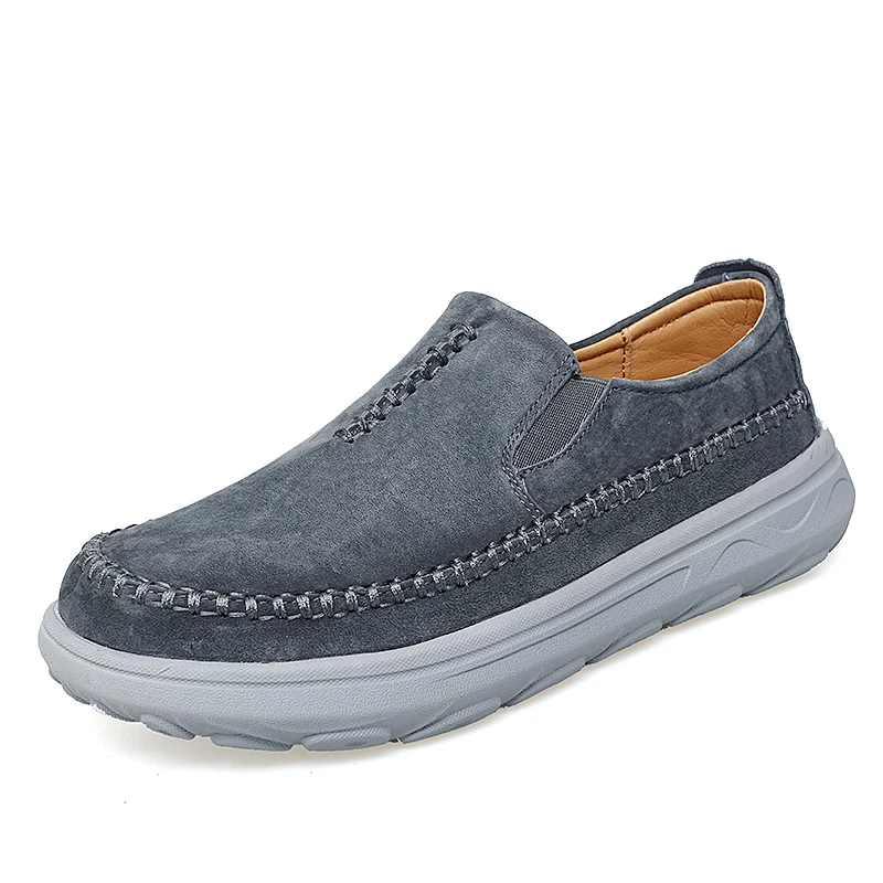 In Ready Stock Hand Made Sewing Large Size Genuine Leather Upper Light Weight Dad Shoes Men Casual Dad Walking Loafers