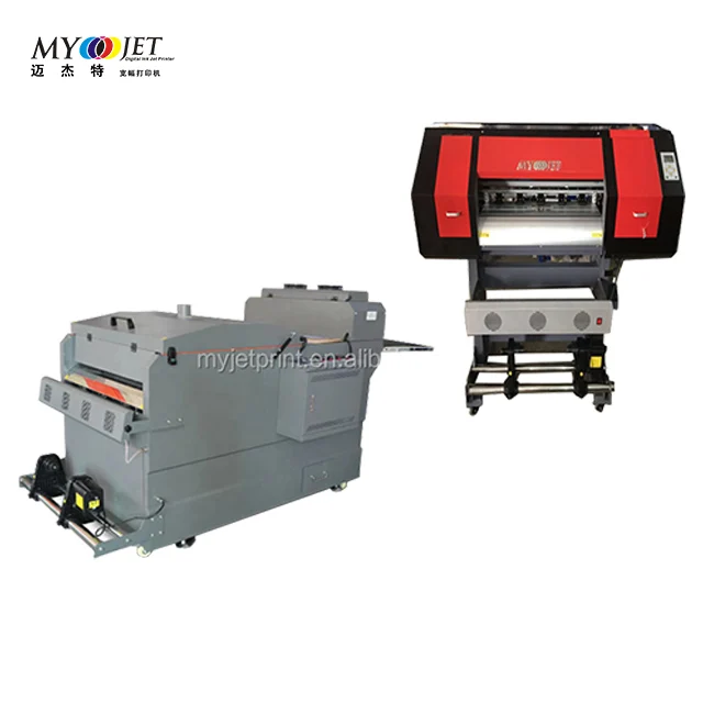 Myjet A1 inkjet dtf printers with oven 60cm print format with double xp600 f1080 i3200 heads and powder shaker T shirt