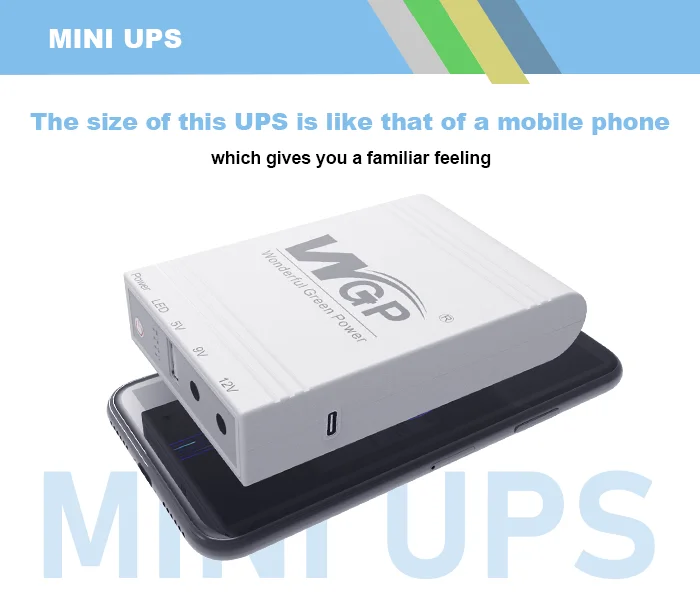 WGP Type-c portable mini ups dc12v mini ups WiFi Power 10400mAh USB Mini 12V 9V 5V DC UPS for wifi router