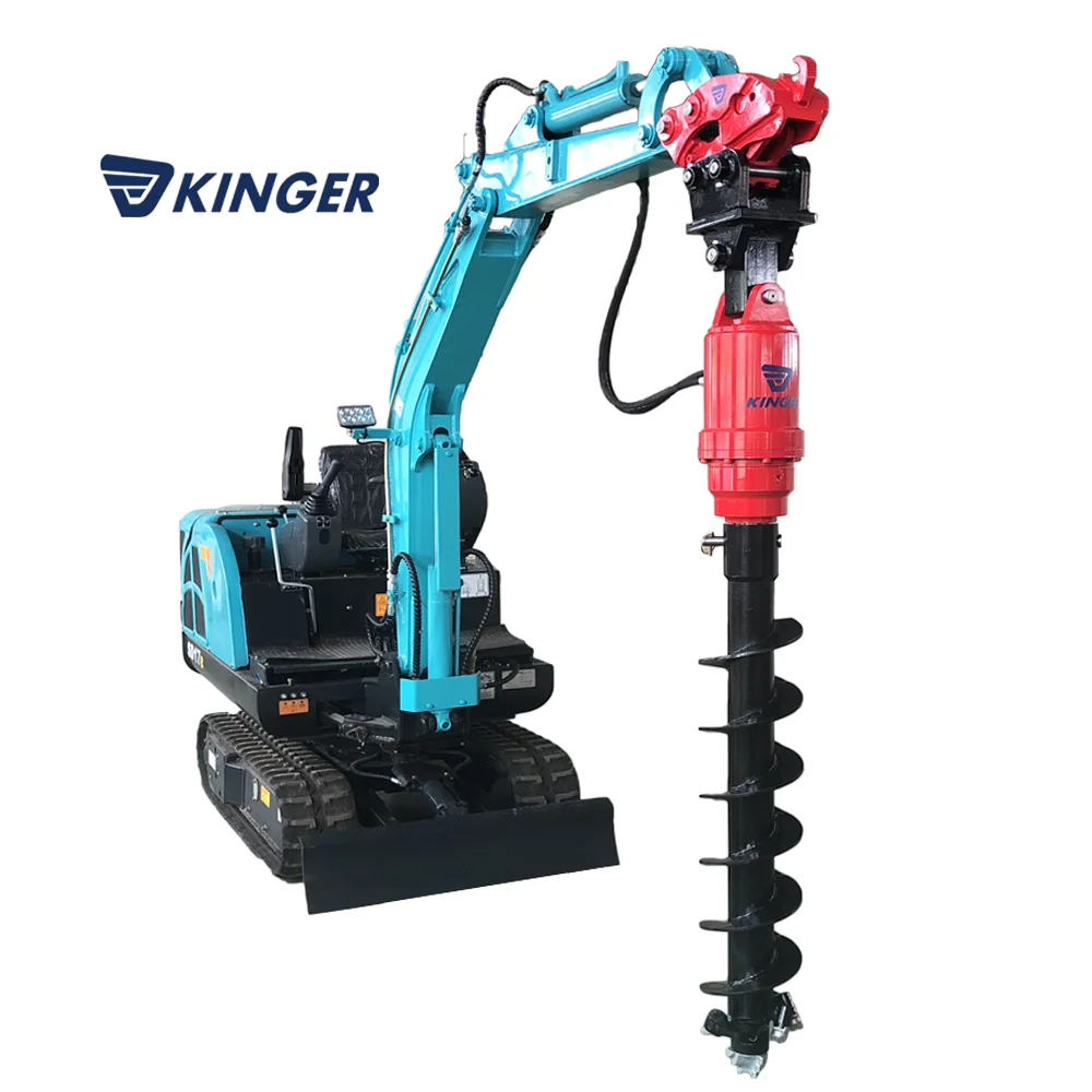 KINGER heavy duty hydraulic earth auger drill screw motor drive