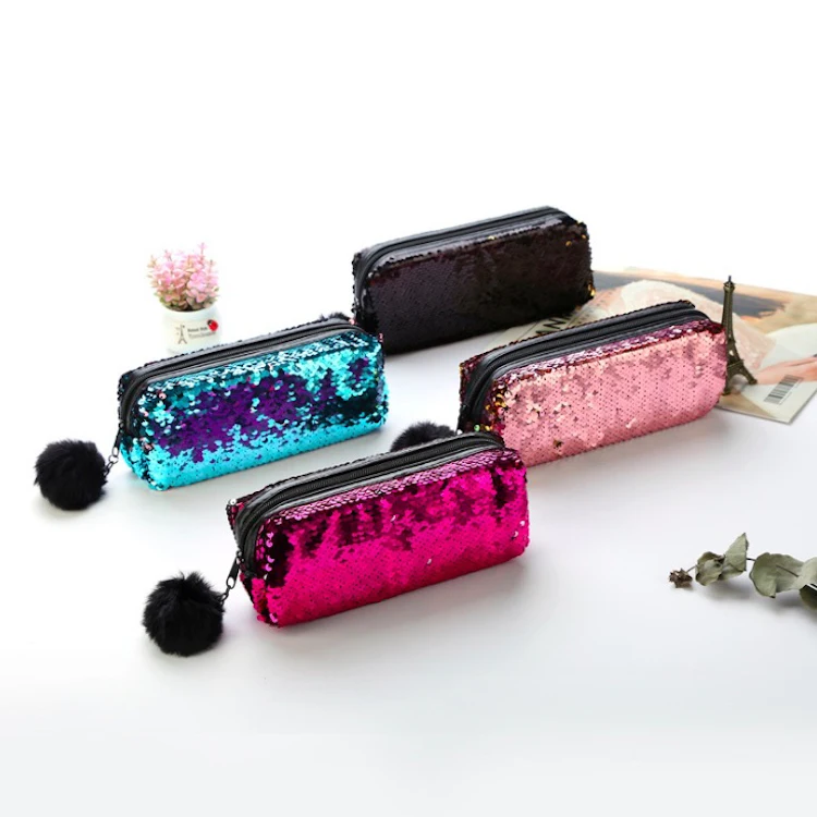 Блеск косметический мешок русалка Реверсивный блестки Портативный Двойной Цветной Карандаш Чехол для девочек флип Make Up пенал