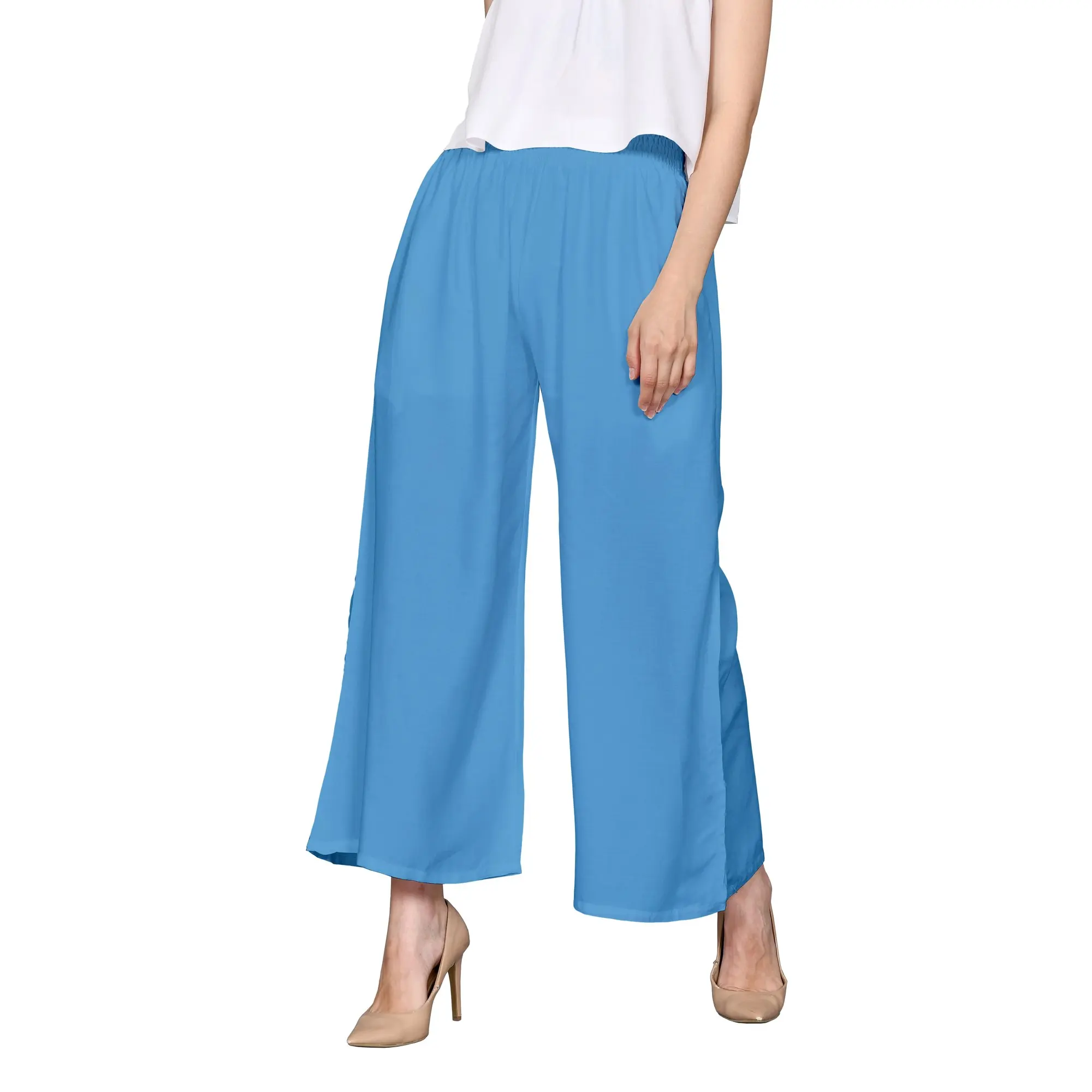 Women Casual Pant Summer Wear Bali Beach Clothing 100% Rayon Custom Bali Manufacturer Custom Color Sky Blue Pants Wholesale 2023