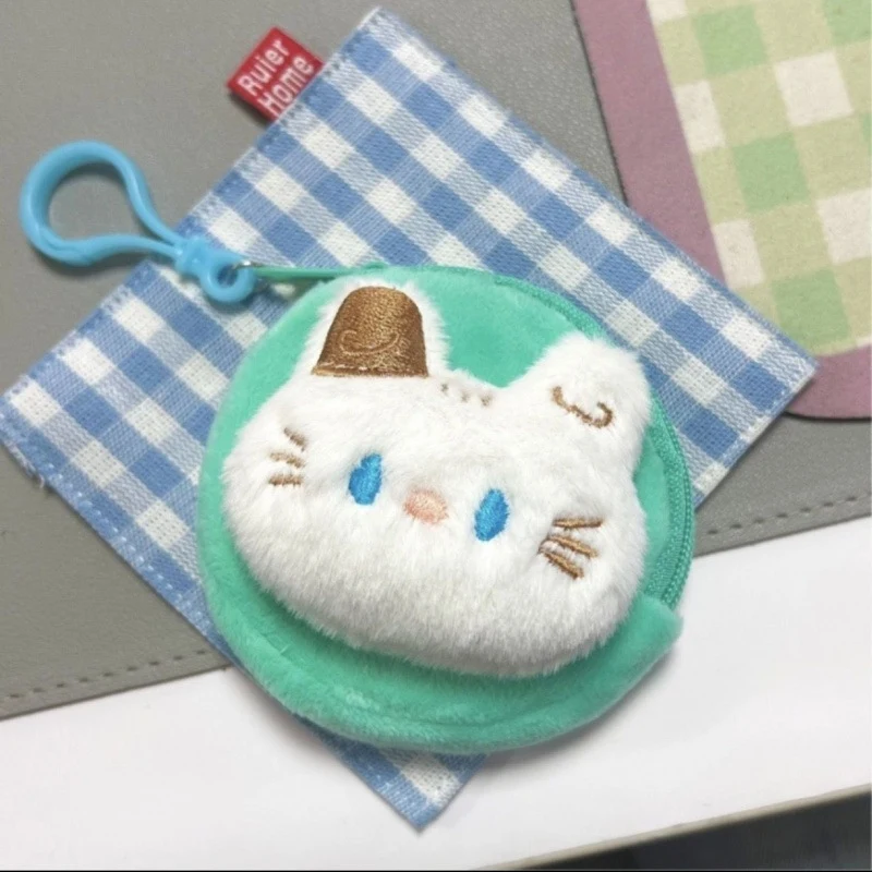 High Quality Animal Shaped Custom Plush Wallets Cartoon Cat Plush Coin Purses For Daily Use