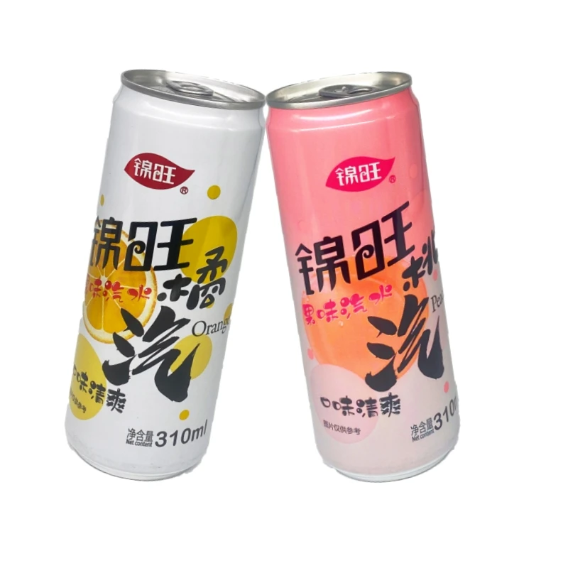 Finished Products Direct Sales 250ml 330ml Orange Peach fruit Soda Sparkling Soft Drink Carbonated Soda Drinks
