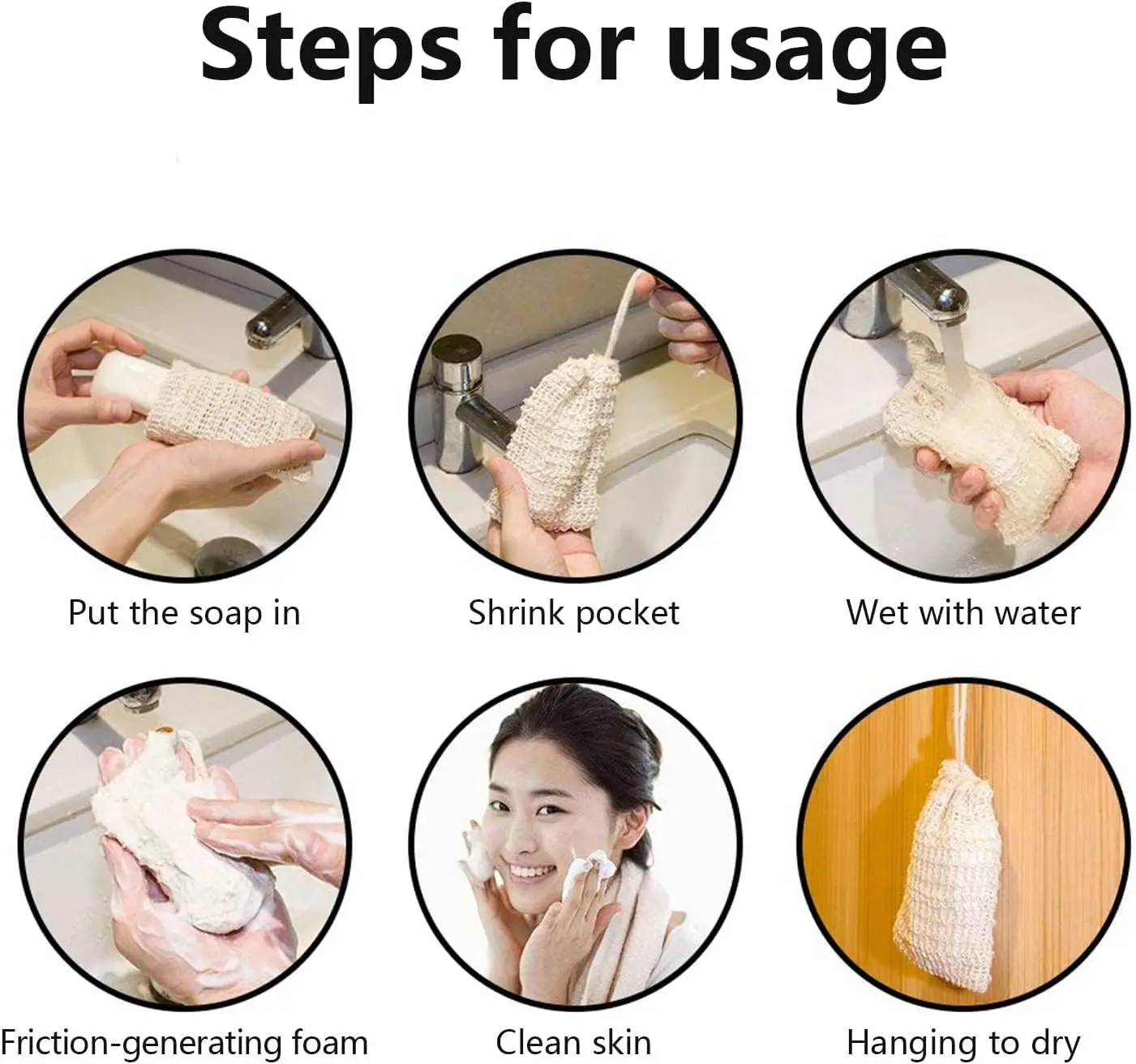 Eco Friendly Hemp Soap Saver Scrub Bag Exfoliating Soap Mesh Pouch With Drawstring Sisal Soap Bag For Massage Bady Shower