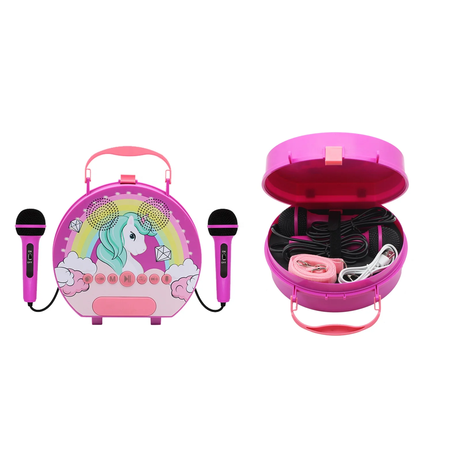 Лидер продаж детская музыкальная шкатулка сумка для переноски динамик с мультипликационным рисунком запись караоке-динамик микрофоном семейная караоке