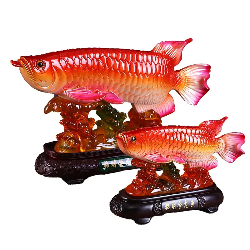 2023 Resin Fish statue ornament  Feng Shui Jade Color crafts creative gold color  fish sculpture Home Decor