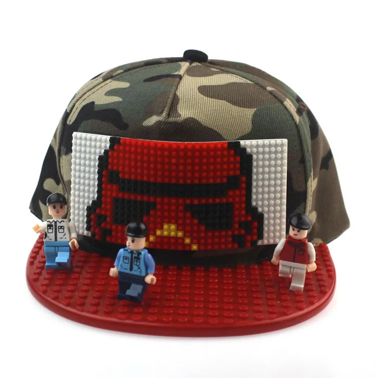 Factory Direct Sale DIY Building Bricks Flat Brimmed Cap with Pixel puzzle games Blocks Christmas hat