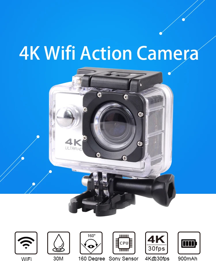 
4K WIFI Outdoor Action Camera Video Extreme Sports helm Ultra HD Diving Waterproof 16MP 170 Wide Angle 