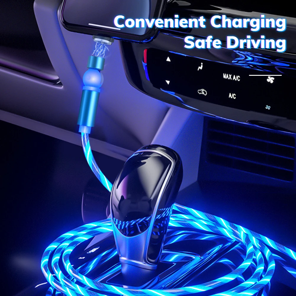 Free Shipping AM22 2020 Newest 540 1 Meter Flowing Light Cable 3 in 1 Magnetic Charging Cable