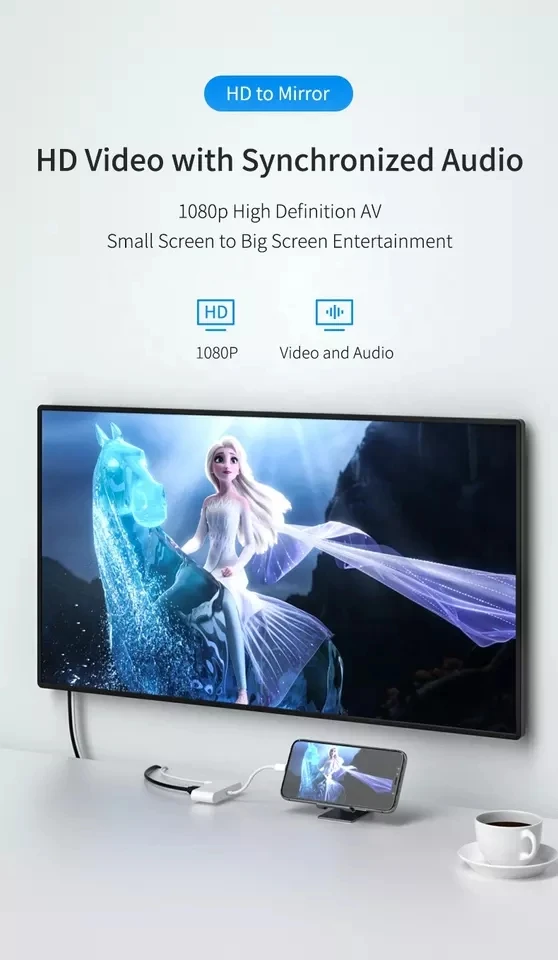 Light ning OTG Converter Adapter To HDMI Adapter TV 1080P HD Digital AV adapter Converter for iPhone Same Screen