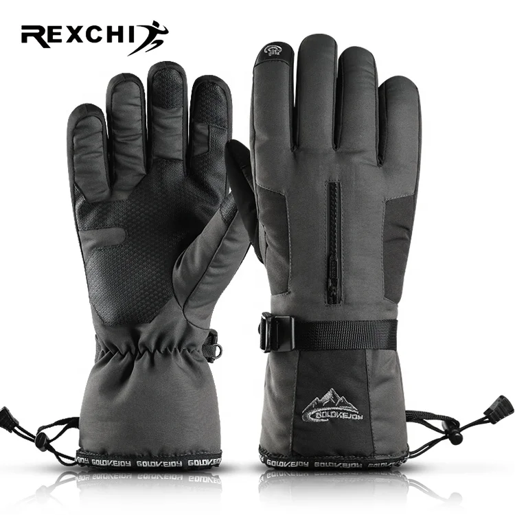 REXCHI SK02 Waterproof Gloves Custom Logo Print Winter Snowboard Skiing Motorcycle Sensitive Gloves Winter Men