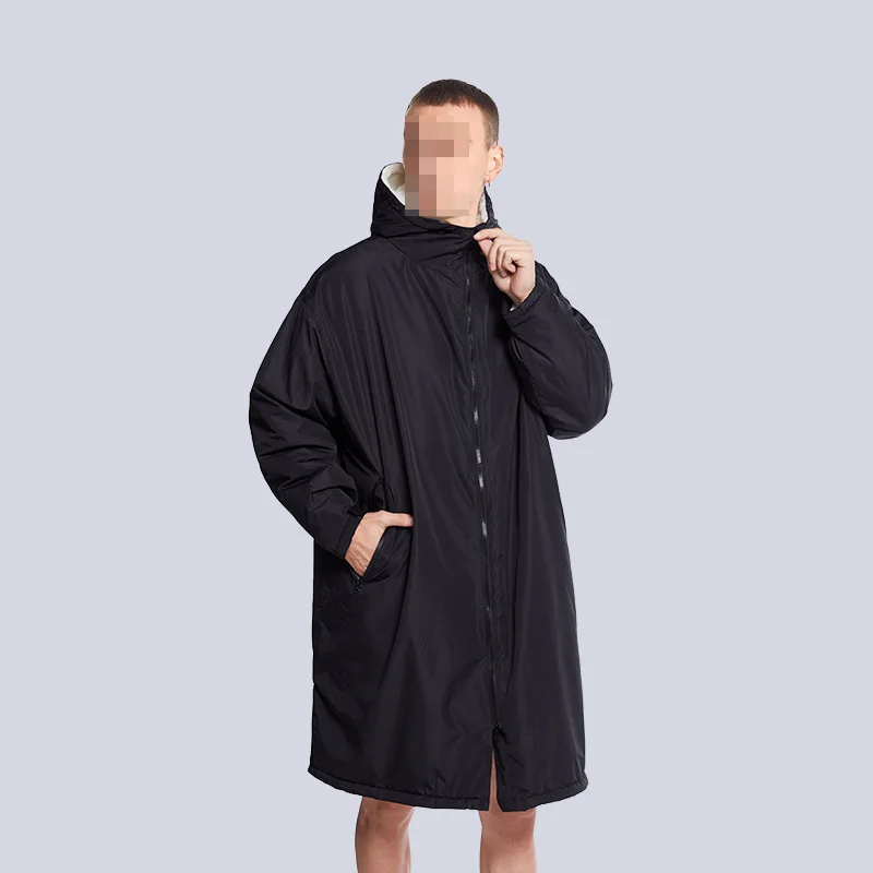 Waterproof Surf Changing Robe Outdoor Beach Surfing Pool Sherpa Lamb Hooded Cloak