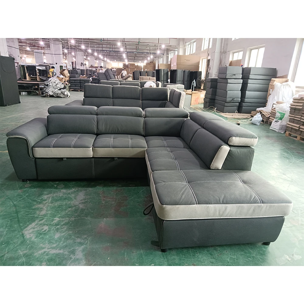 Dongguan Tianhang furniture factory the latest design of three people sitting living room sofa gray sub-color fabric sofa bed