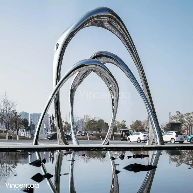 Vincentaa Large Park Modern Stainless Steel Sculpture Custom Arch Sculpture Supplier
