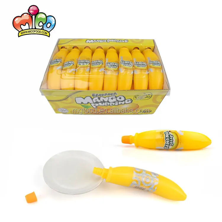 
Wholesale Custom Halal Banana Shape Container Mango Fruit Flavor Pudding Jelly Liquid Candy 