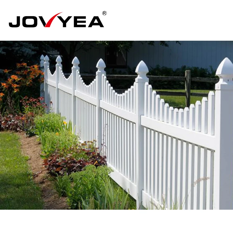 High Quality Road Pvc Picket Fence White Pressed Spear Top Tubular Steel Plastic Vinyl Garden Picket Fence