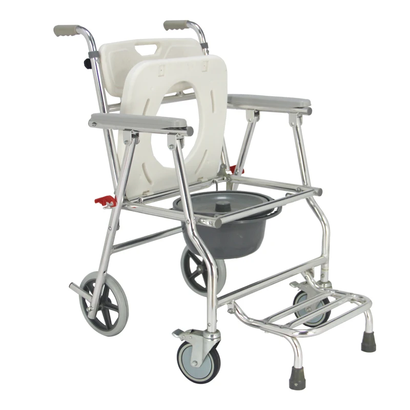 Wheel Chair  Commode Medical Equipment Folding Bedside Toilet Chair Commode  With Wheels