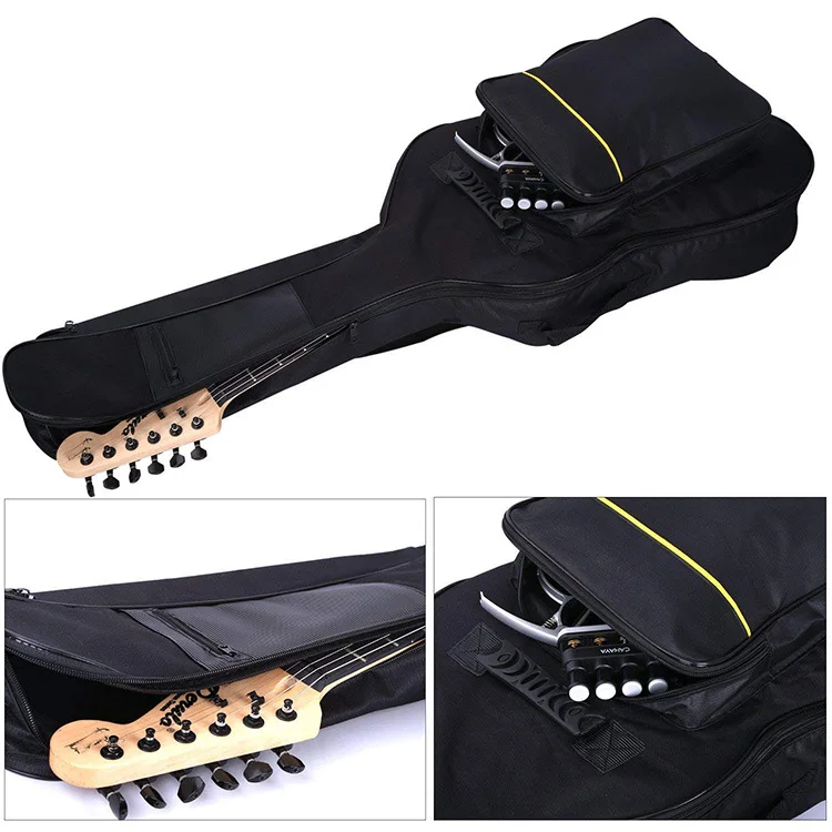 Custom 41 Inch Black Acoustic Guitar Bag Thick Padding Waterproof Guitar Case Gig Bag with Back Hanger Loop