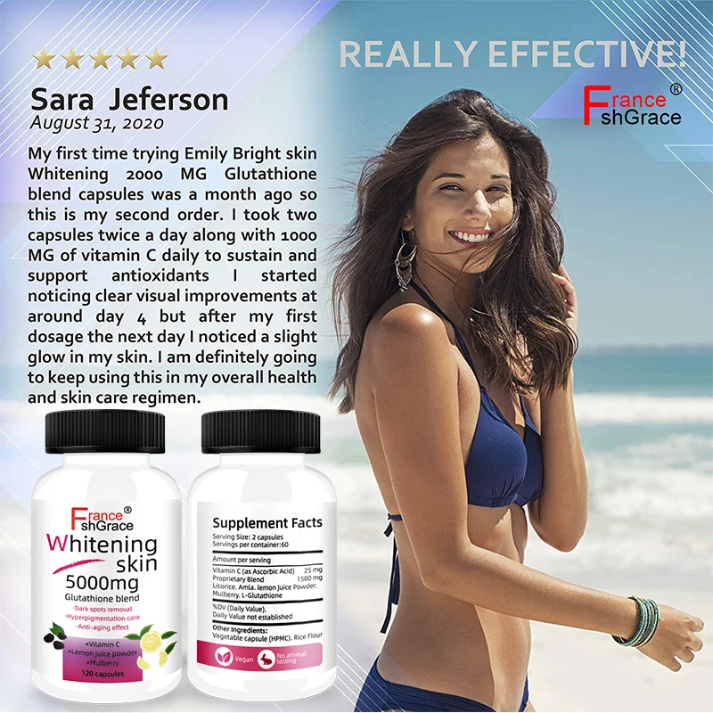 Custom Vegan Supplements Antioxidant Whitening Pills 120 Capsules