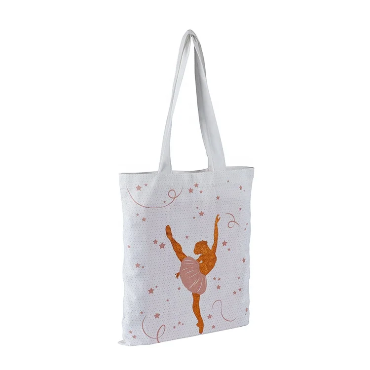 JEYCO BAGS Promotional printed yellow Ballet figure dance cotton canvas tote travel bag reusable red canvas tote bag