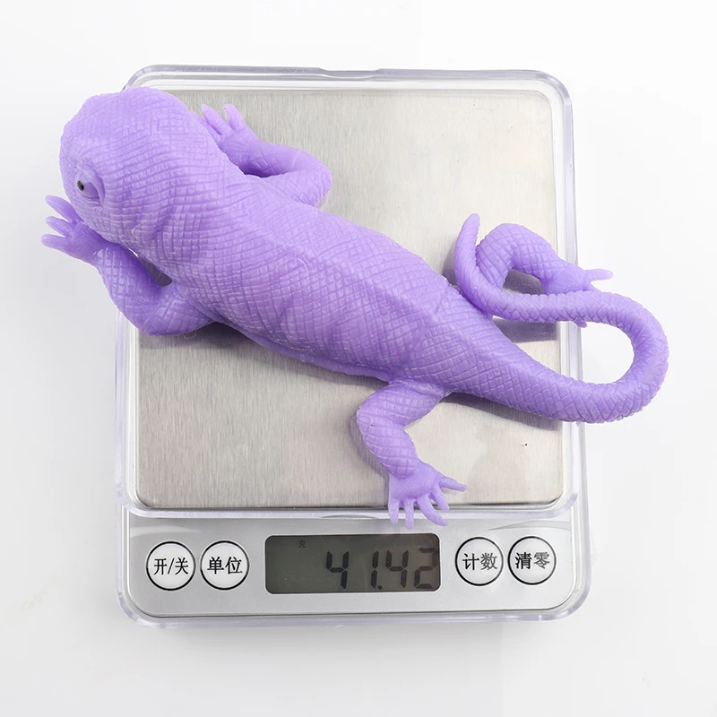 Mini Rubber TPR Super Stretchy With Learning Study Card Gift Bag Realistic Lizard Figure Bathtub Squishy Toy