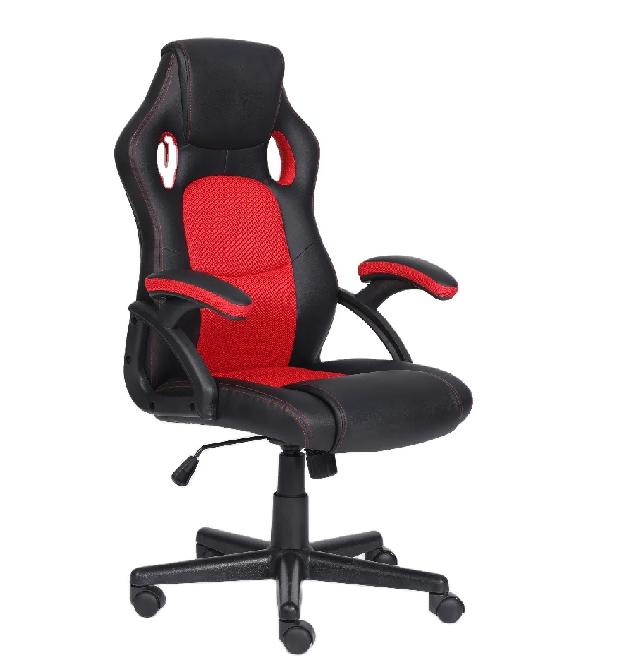 
Wholesale Custom Wood Back Red Leather Adjustable Swivel Gaming Office Chair 