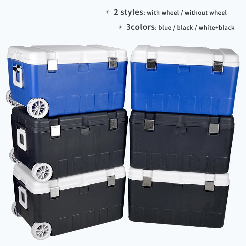130L Outdoor Large Cooler Box Fishing Plastic Icebox Seafood Meat Frozen Fresh Ice Chest Box
