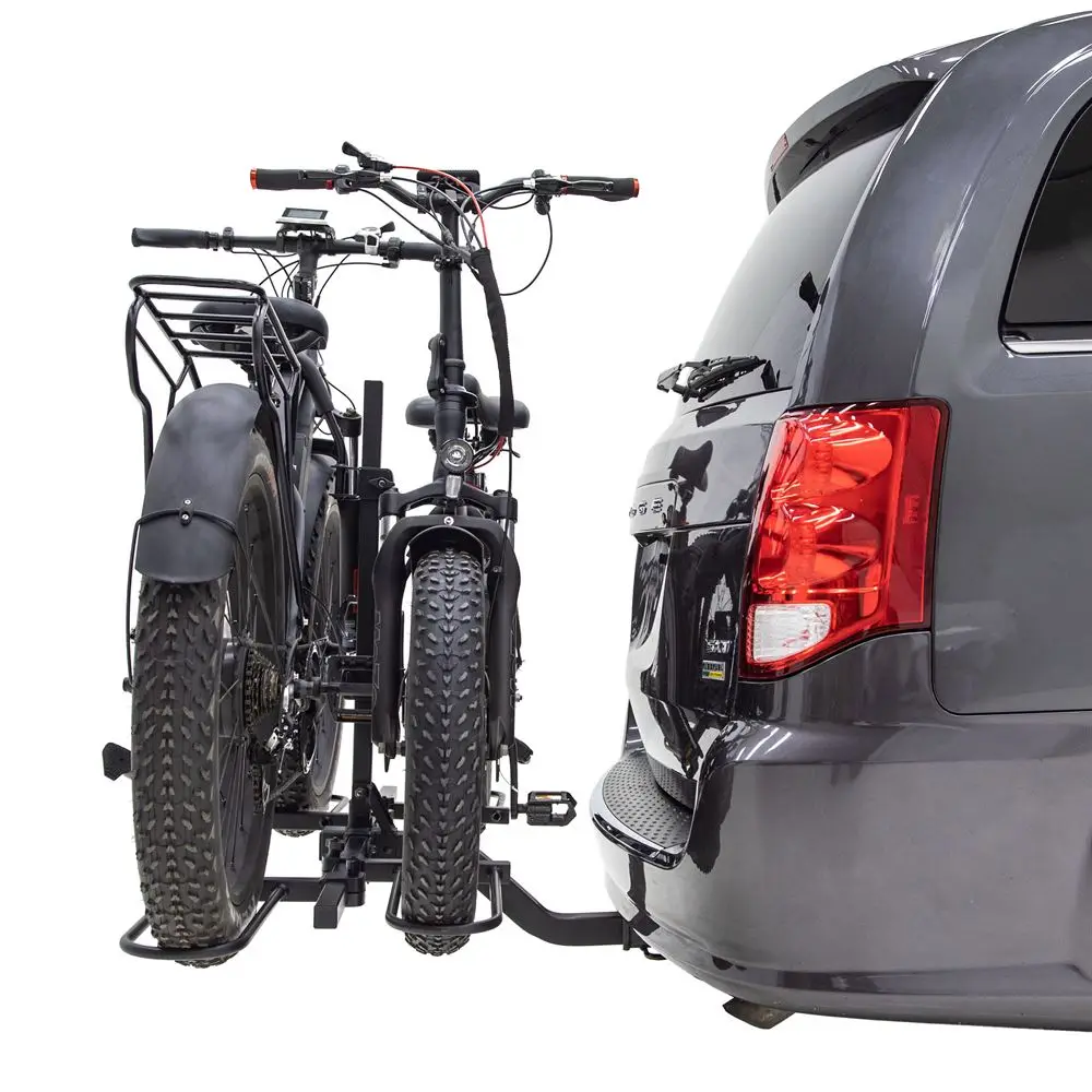 heavy duty suv car van truck hitch rear cargo 2 bikes rack for electric bicycle, mountain fat tire ebike