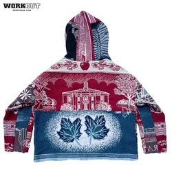 Custom Baggy Loose Fit Cargo Stacked Men Woven Blanket Tapestry Pants Men Trousers