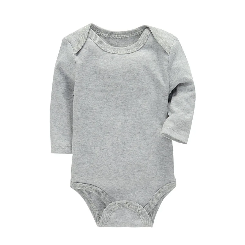 Custom Logo Newborn Clothes Pure Color Long Sleeve baby romper 100% cotton Baby Bodysuit For Infant Newborn Kids