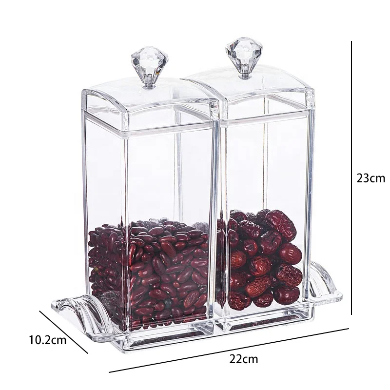 
5832LS2 1800ML 2Pcs:Hot Selling Food Grade Acrylic Tank Cereals Storage Jars Sealing Food Preservation Plastic Bottles 