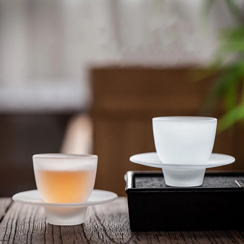 Kung fu tea set small cup Thickened heat resistant tea set with plate Drinking Glasses Tumblers Wholesale Bulk