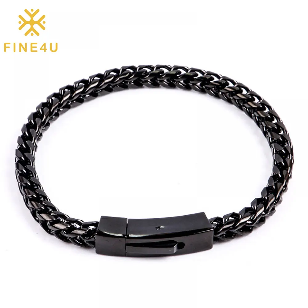 Wholesale New Trend Open Buckle Round Keel Chain Stainless Steel Men Bijou Bracelet Homme