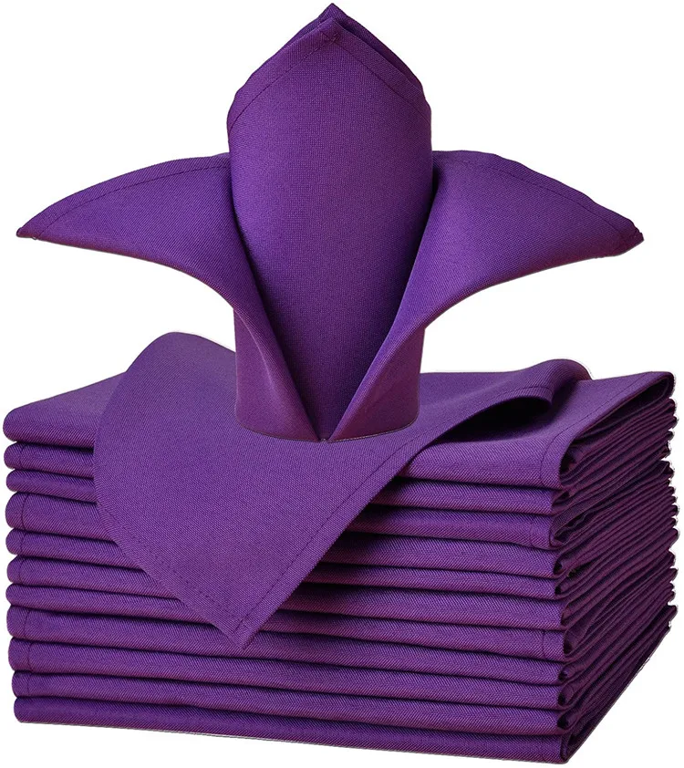 Luxury Hotel Decorative Purple Table Napkin Hemstitch Dinnerware Table Napkin Linen