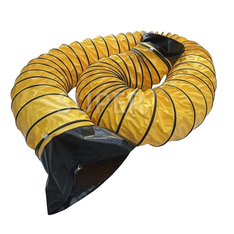 Yellow Flexible Air Ducting Hose with Black Cuff and Buckle at Both ends