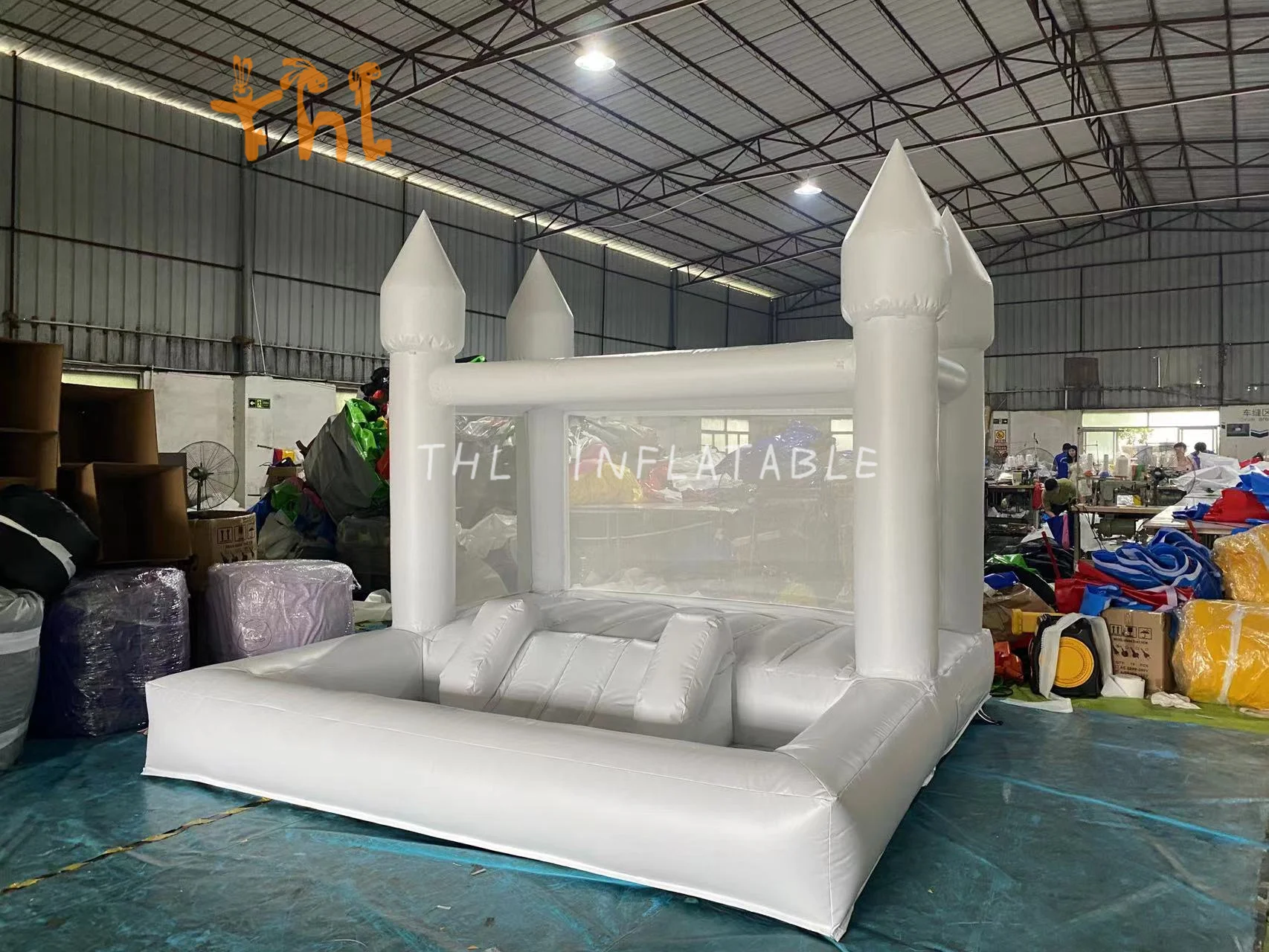 Commercial PVC Bounce House Inflatable Bouncer White Bounce House With Ball Pit For Kids Party